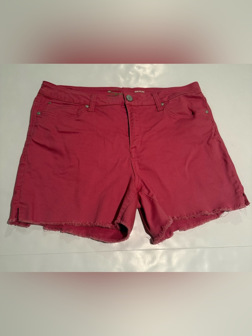 Seven7 Raspberry Stretch Denim Cutoff Shorts
